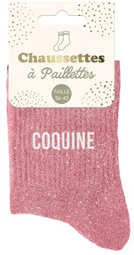 STC Chaussettes Paillettes Rose Coton Unisex Taille 36-42
