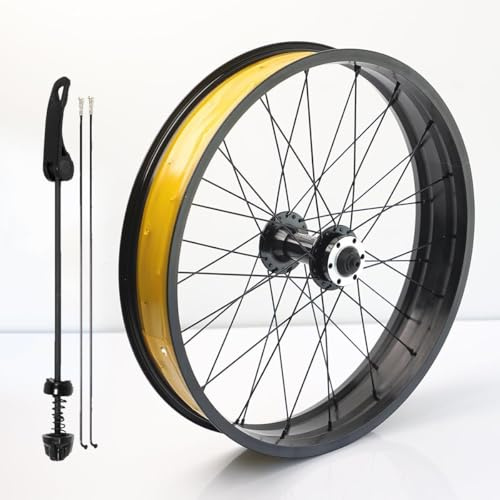 20/26 * 4.0inch Snow Bike Front Wheel Tire Fat Bicycles Wheel for E-Bike Wheel/Beach Bike/Wide Tyre Bike Aluminum Alloy Disc Brake Quick Release 9 * 135MM 36Holes Spokes Schra‎der Valve(26inch)