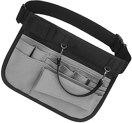 Veemoon Utility Belt Waist Pouch Multipurpose Tool Bag with Adjustable Strap Grey for Nurses and Gardeners
