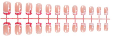 1 lot de faux ongles courts de forme carrée à presser avec bonnet de Noël, faux ongles, conseils français pour femmes élégantes, manucure, décoration de fête et de mariage