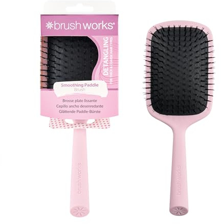 Brushworks Smoothing Paddle Hair Brush – Dual-Length Bristles for Effortless Detangling & Scalp Massage – Ideal for Thick, Coarse & Frizzy Hair – Made from 66% Recycled Materials