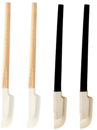 4 spatole in silicone con manico in legno, paletta professionale per pasticceria, resistente al calore e antiaderente, piccole spatole per pasta, pasticceria, marmellata