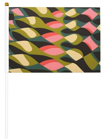 Mini bandiere galleggianti a olio su bastone – 14 x 20,8 cm piccole bandiere USA per esterni, decorazioni 4 luglio, decorazione patriottica, asta per bandiera portatile, bandiere palmari, sei pezzi