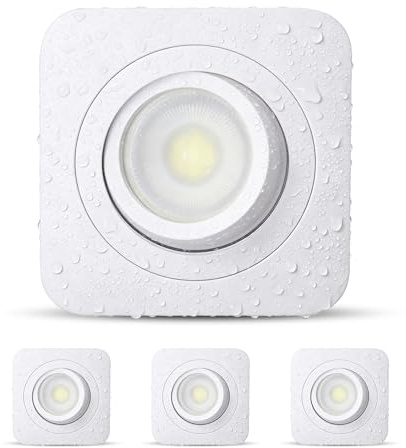 mega lumen 3er LED Einbaustrahler Aussenbereich Deckenpots IP65 Dimmbar | 92x92x22mm Einbauspots 230V Modul CRI90+, 3000K/ 4000K/ 6500K für Bad Flur, Einbaudurchmesser Ø78mm ohne Trafo
