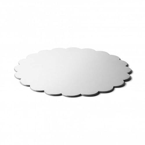 Cake Craft Company Scalloped Compressed Cake Boards, 3mm - Pack of 10 (Silver, 10)