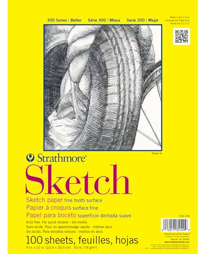 Strathmore P350-109 300 Series Sketch Paper Block, Klebebindung, Papier, weiß, 9x12 Inch