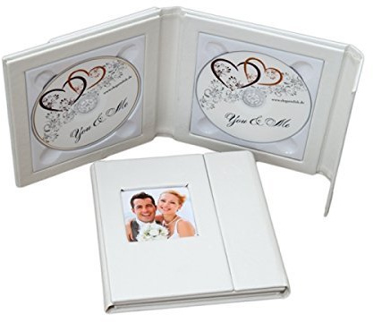 Elegantdisk CD DVD BluRay Case. CD DVD Tasche. CD DVD Album. Kunstleder Weiß, Schwarz, Grau (Weiss, 2CD)