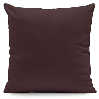 Hans-Textil-Shop Kissenbezug 40x40 cm Braun Uni – 100% Baumwolle Linon, Made in Europe – Kissenhülle mit Industrie-Reißverschluss für Sofakissen & Dekokissen