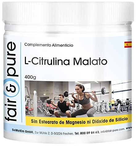Fair & Pure® - L-Citrulina en polvo - Malato - Sustancia pura - Sin aditivos - Sin azúcar añadido - Neutra - 400g
