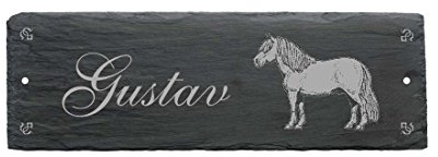 Schild Schiefer Pferd Shetlandpony Pferdebox personalisiert Stalltafel Wunschname 22 x 8 cm