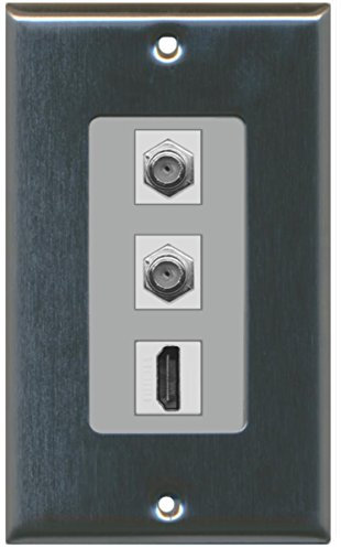 Riteav – 1 porte HDMI 2 porte cavo coassiale tv- F-Type piastra decorativa Stainless Steel/Gray