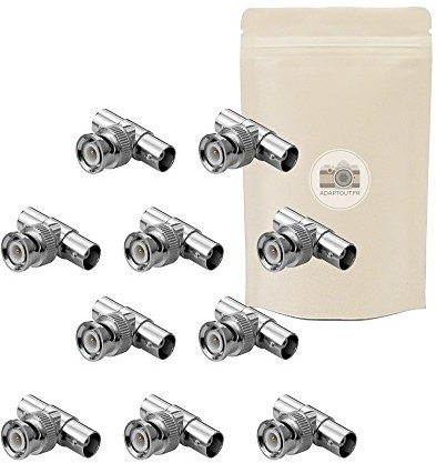 10x Adattatore Sdoppiatore Splitter BNC (T o Y) con una spina maschio e due femmine coassiali - Connettore video composito e HD SDI - Adaptout marca francese