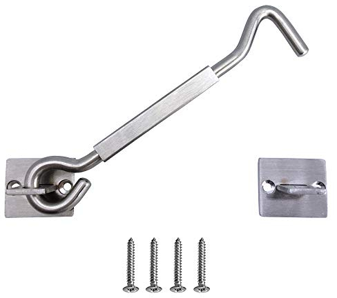 FUJIE Heavy Duty Sturmhaken Fensterhaken Edelstahl Kabinenhaken Türschloss 16mm/6,2 Zoll, Silber