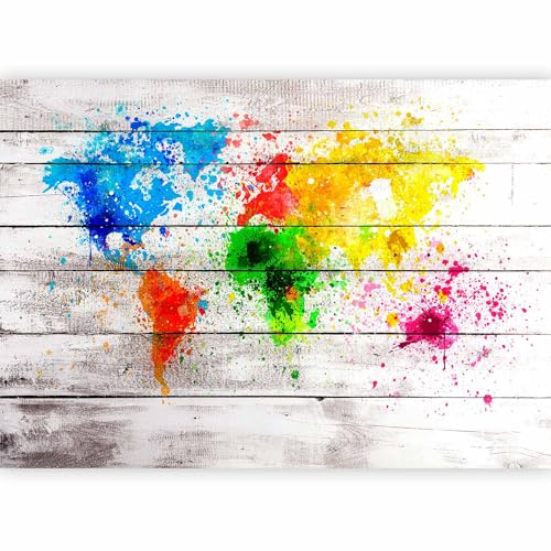 murando - Carta da parati 450x315 cm Fotomurali in TNT Murale alla moda Decorazione da Muro XXL Poster Gigante Design Cameretta Carta per pareti Camera da Letto Mappamondo Legno colorato k-B-0008-a-a