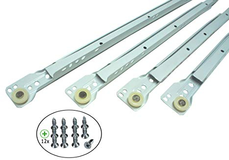 1 Paar Schubladenschienen 21-mm Schubladenauszug 25-60 cm Rollenführung Schienen Teilauszug WEIß (30 cm)