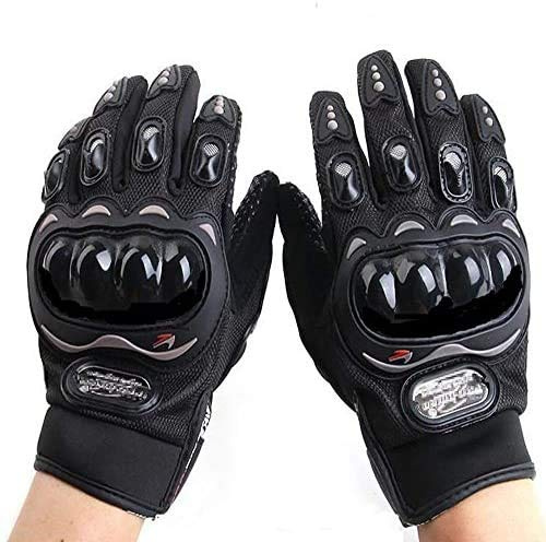 Lelesta 1 Paio Guanti da Moto Dito Pieno Touchscreen Antiscivolo Traspiranti per Uomini e Donne, Estivi Guanti Moto Scooter per Corse Motociclette Equitazione Ciclismo Dirt Bike Motocross, Nero (XL)