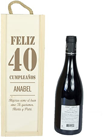 CALLE DEL REGALO Caja de vino personalizada | Caja de madera con tapa corrediza y asa | Capacidad para una botella de vino | Regalo para hombre y mujer