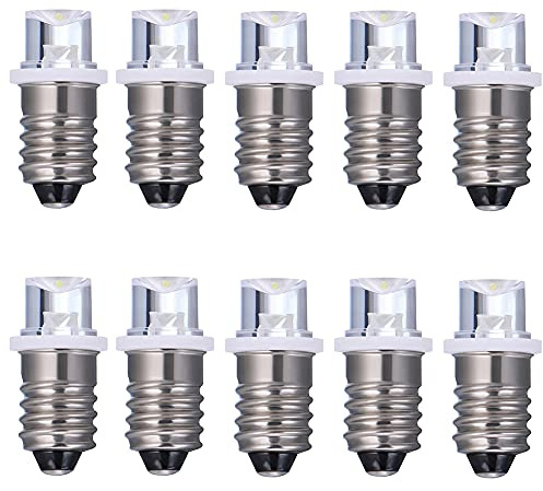 GutReise 10 Stück E10 Schraub-Flutlicht-LED-Lampen + 10 Stück E10-Sockel, 24V Warmweißes LED-Glühbirnenlicht (Warm White, 24V)