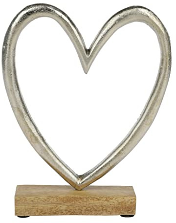 Nordstern Aufsteller 'Herz' aus Alu-Mangoholz - 12 x 3,5 x 15 cm