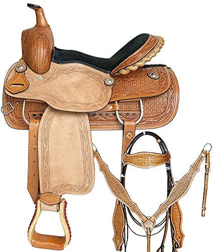 Annoor International Pferdesattel für Jugendliche und Kinder, Premium-Leder, Westernfass Racing Pony, 25,4 bis 33 cm Sitz (31,8 cm Sitz)