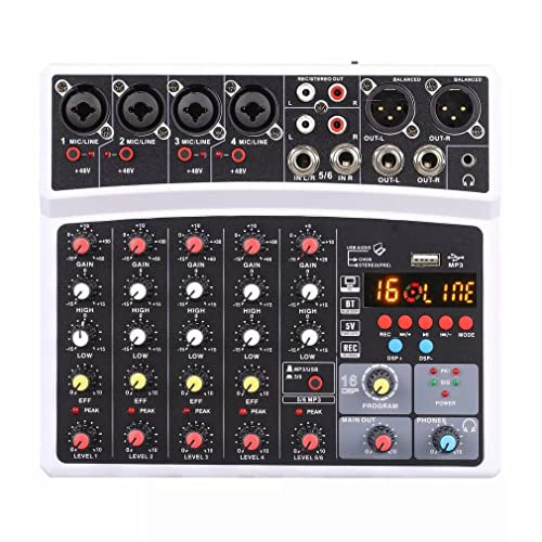 HODAGES DJ-Mixer-Controller Professionelle Mixer 6 Kanäle 16 DSP Bluetooth-kompatibler Audio-Mixer Digitaler Audio-Mixer