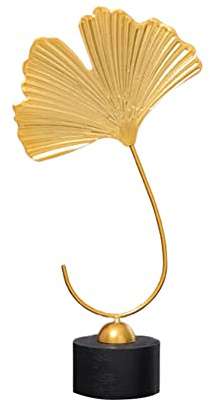 JAWSEU Metall Blätter Deko, Ginkgo Blatt Skulptur mit Basis, Minimalistische Deko Abstrakte Skulptur, Metall Blätter Sculpture Modern Deko Figur Wohnzimmer Schlafzimmer Dekoration Tischdeko