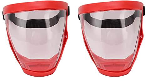 Gesichtsschutzschild, 2 Stück Vollgesichtsschutz, staubdicht, transparent, Gesichtsschutz für Kinder, Erwachsene, Männer, Frauen, Wiederverwendbarer Spritzschutz für das Gesicht (Erwachsener rot weiß)