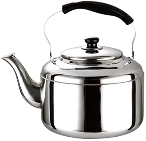 Hervidor de agua con silbato para vitrocerámica Hervidor de agua de acero inoxidable 304 Tetera con silbato pulido quirúrgico con mango ergonómico Estufa con asa superior Hervidor de agua con silbido