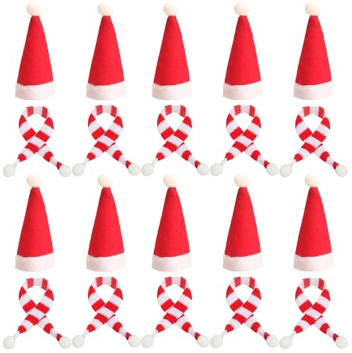 LUISAS 20 Stück Mini-Weihnachtsschal Mini-Weinflaschen-Schal Weihnachts-Weinflaschen-Schal Kleine Tiere Mini-Puppen Jersey-Schal Stoffschals Ausgestopfter Schal Aus Plüsch