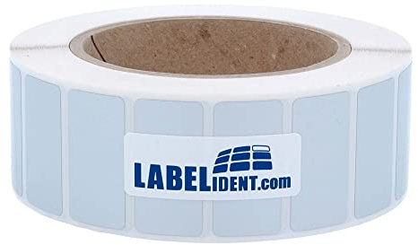 Labelident Polyester Thermotransfer Etiketten silber30 x 15 mm - 2.000 PET Etiketten aus wasserfester Polyesterfolie stark selbstklebend auf Rolle, 76 mm Kern