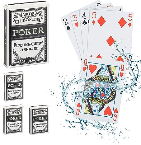 Relaxdays Spielkarten, 4 Kartendecks à 54 Karten, mit Joker, wasserfest, Poker Kartenspiel, Plastik Pokerkarten, bunt