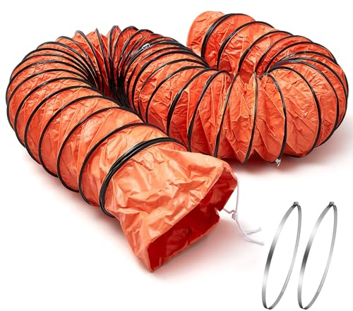 Pangda 1 Packung 7,6 m langer PVC-Schlauch, flexibler Luftführungsschlauch, 30,5 cm, HVAC-Kanal-Schlauch, schwer entflammbar, mit Edelstahl-Luftkanalklemmen, verstellbare Schlauchschellen für
