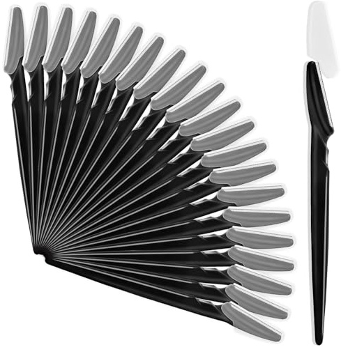 HFATMOS 21 Pcs Eyebrow Razors, Face Razors Multipurpose, Exfoliating Dermaplaning Tools, Eyebrow Trimmers Shaver with Protective Cover, Facial Hair Removal for Women Men Body Use (Black)