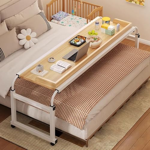 Beistelltisch Bett mit Rollen, Nachttisch-Tablett for Essen und Laptop, Esszimmer-Bartisch, Rollender Bett-Bartisch, Arbeitsutensilien for zu Hause, Verstellbare Höhe und Breite