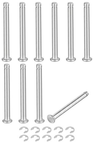 QUARKZMAN 10Set M4x40mm Perno Posizionamento Cilindrico Elastico Albero Acciaio Inossidabile 304, Perno Posizione Cilindro Cerniera Scanalato Testa Piatta con Ring Fissaggio Clip E, Argento