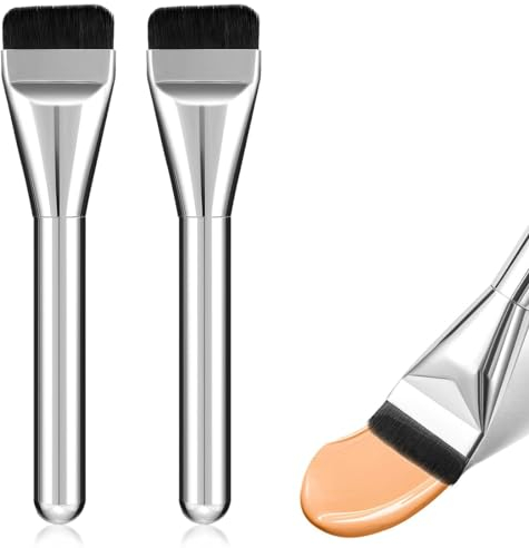 XBFOCNH 2pcs pennelli per trucco, fondotinta, pennello piatto, pennello per trucco, ideale per fondotinta cremoso, cipriato o liquido