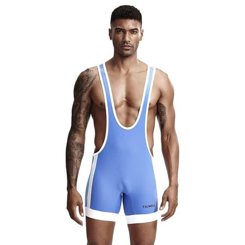 Herren-Unterhemden, Overalls for Gewichtheben, Turnanzug, Sportanzug, Wrestling-Singlet, Bodybuilding-Overall, Slim Fit, Sport-Bodysuit, ärmellos, Lauf-/Fitnessstudio-Sportanzüge(Sky blue,XXL)