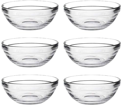 Acan Tradineur - Pack de 6 cuencos redondos de vidrio, modelo Lys, bol para mezclar, servir aperitivos, apilable, apto para microondas y lavavajillas, cocina - 14 x 5,5 cm