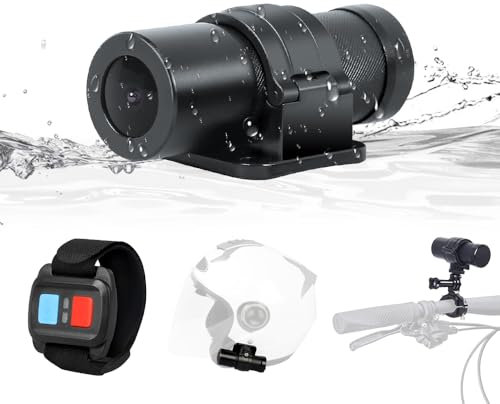 VSYSTO Cámara para Motocicleta WiFi, Controlador con Cable OLED, GPS, cálculo de odómetro, cámara de Manillar Impermeable HD 1080P con visión Nocturna Estelar de 150°, Sensor G, grabación en Bucle