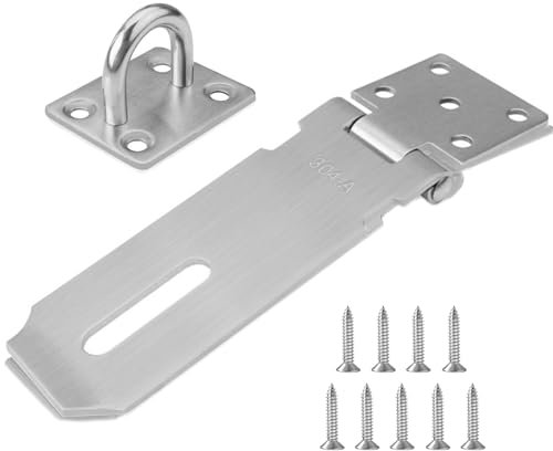4 Pollici Lucchetto Hasp Chiusura Porta, 304 Acier Inoxydable Chiusura Lucchetto Hasp Serratura Della Porta Hasp con Viti per Camera da Letto, Garage, Armadio
