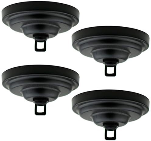 FSLiving Deckenrosette für Hängelampe Lampenaufhängung, 4er-Set Schwarz Deckenbaldachin 135x65mm, Kit Lampenbaldachin aus Metall mit zentraler Bohrung und vorgesehenem Seitenloch,PJ0111