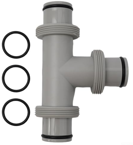Yhenlovtt Connecteur de rechange en T pour valve de tuyau à piston à double fente de 3,8 cm pour pièces de piscine, équipement de piscine, matériau PP avec joints toriques en caoutchouc
