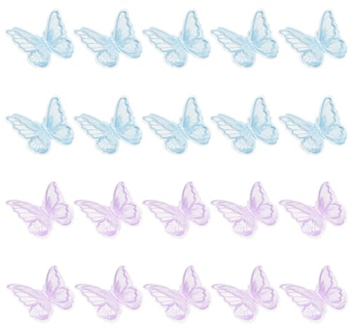 TRKETK 20 Stück Stickerei Spitze Schmetterling Applikation Doppellagige Spitzenstoff Patches Organza Applikationen Schmetterling Dekorationen Für Kleidung Hochzeitskleiderk DIY Tasche Haarschmuck