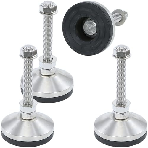 TERMATH Heavy Duty 3000 lb Capacity Stainless Steel Adjustable Leveling Feet for Shelving,Machinery Devices, Workbench,Furniture,M14 Thread, 3.11inches Dia Base, Anti-Slip Nylon Pad
