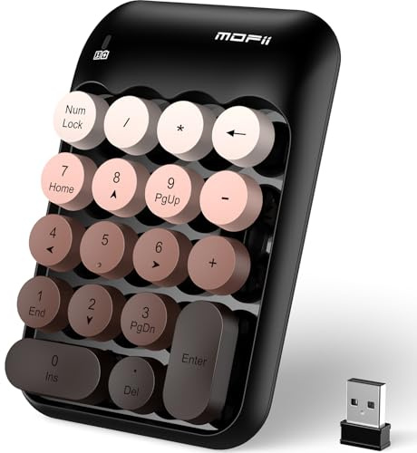 MOFII Cute Colorful Wireless Number Pad - 18 Keys, Portable 2.4 GHz with Stable Wireless Connectivity, 10-Key Financial Accounting Extension (Coffee Colorful)