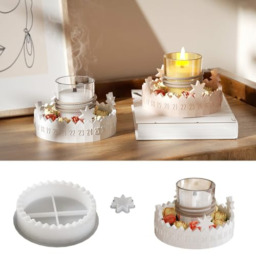 Silicone Moulds Casting Moulds Christmas, Reusable Silicone Countdown Mold with Star Motifs, DIY Countdown Calendar for Festive Decoration (Star)