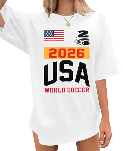 Soccer Cup 2026 Shirt Women USA Football Soccer Jersey Game Day Ball Game T-Shirt Casual Host Sports Short Sleeve Tops White