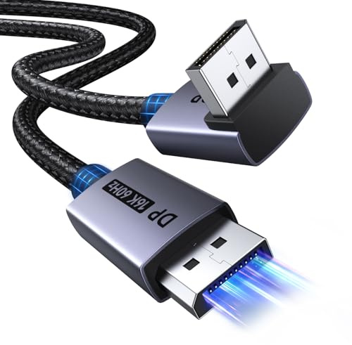 UGREEN 16K@60Hz DisplayPort 3.3FT 2.1 Cable 1M 80Gbps 8K@240Hz 4K@480Hz 90° | Right Angle HDR DP 2.1 to DP FreeSync G-Sync HDCP 2.3 DSC 1.2a for Gaming Monitor Wall-Mounted TV PC