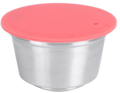 Reusable Stainless Steel Coffee Capsule Fit for 40ml Refillable Pod with Silicone Lid White Red Purple Green (Red)