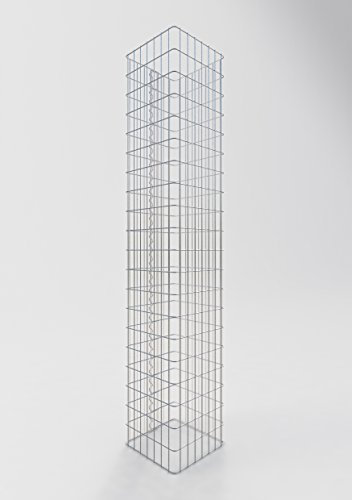 GABIONA - Gabionpelare 200 cm hög – fyrkantig gabionkorg 37 x 37 cm – maskstorlek 5 x 10 cm – galvaniserad